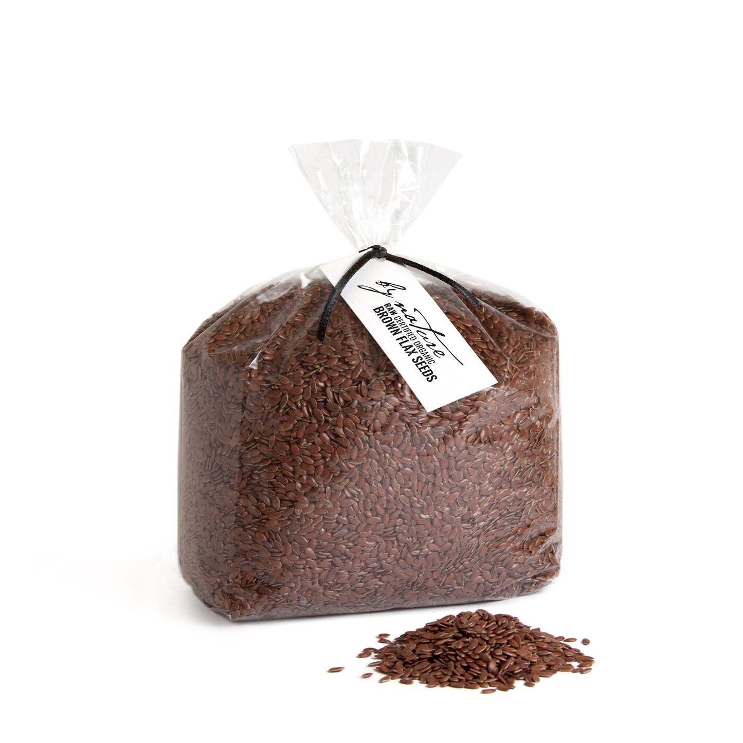 BY NATURE Brown Flax Seeds, 1kg - raw, certified organic at source.