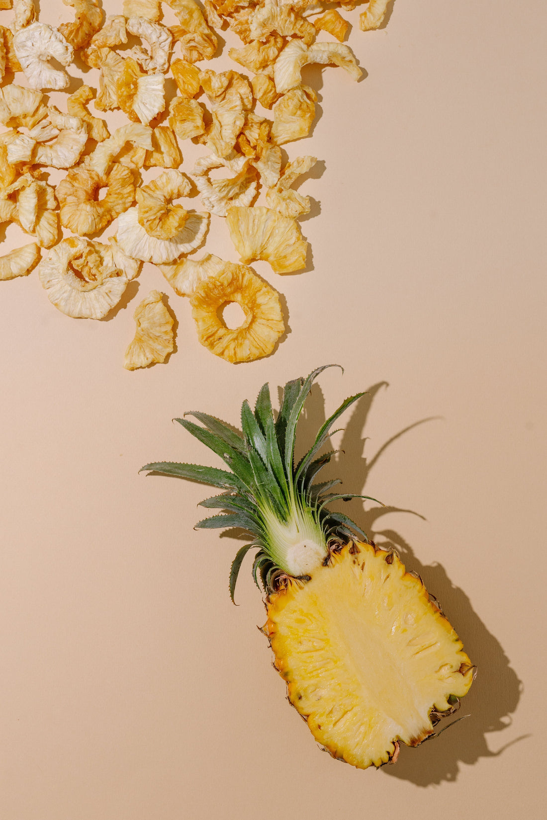Natural preservative-free dried pineapple with rich colours and textures