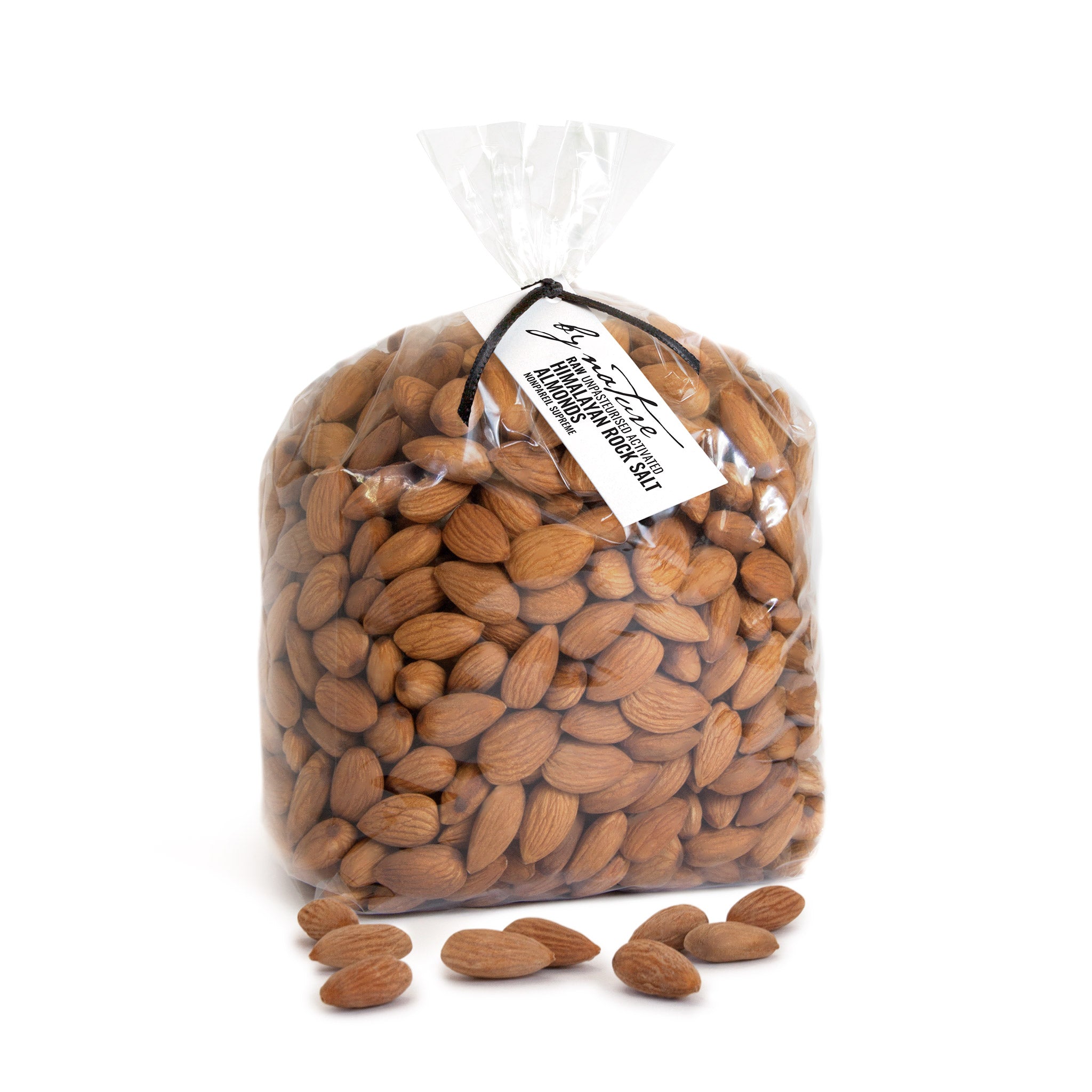 BY NATURE Himalayan Rock Salt Almonds, 1kg - raw, activated, dried not roasted.