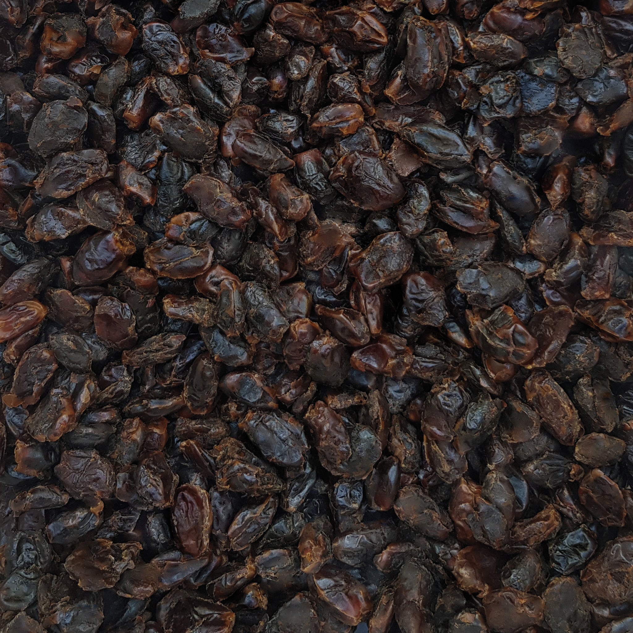 Full frame overhead image of BY NATURE Dried Pitted Sayer Dates - certified organic at source, preservative-free.