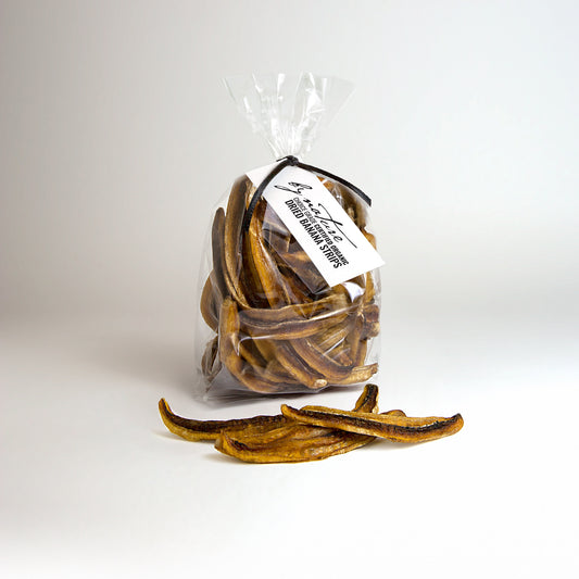 BY NATURE Dried Banana Strips, 100g - certified organic at source, preservative-free.