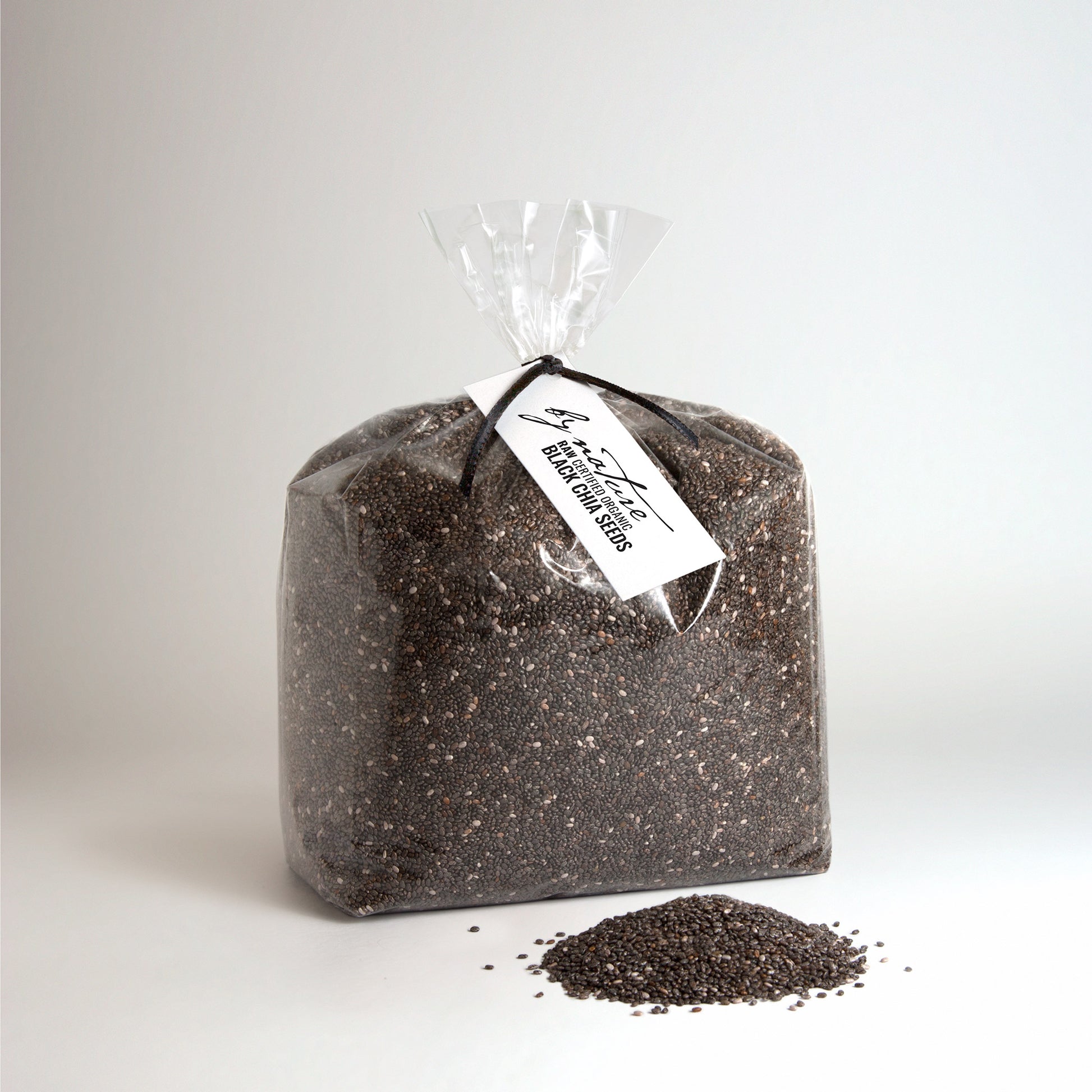 BY NATURE Black Chia Seeds, 1kg - raw, certified organic at source.