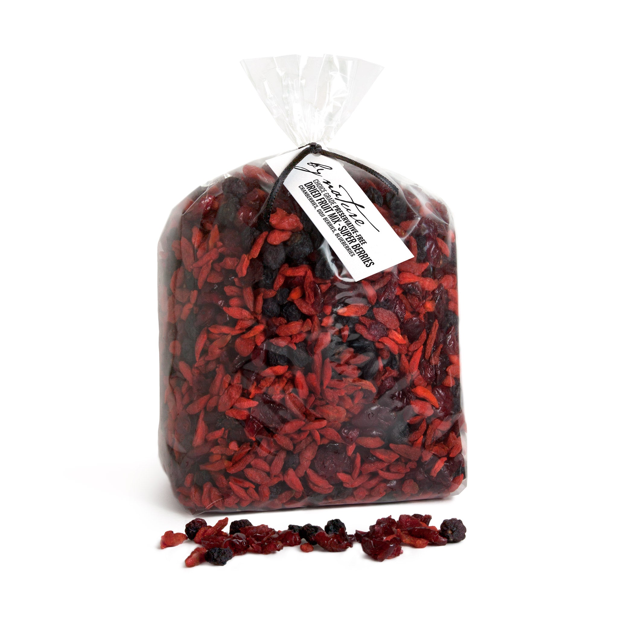 BY NATURE Dried Superberry Mix, 1kg - cranberries, goji berries, blueberries, preservative-free.