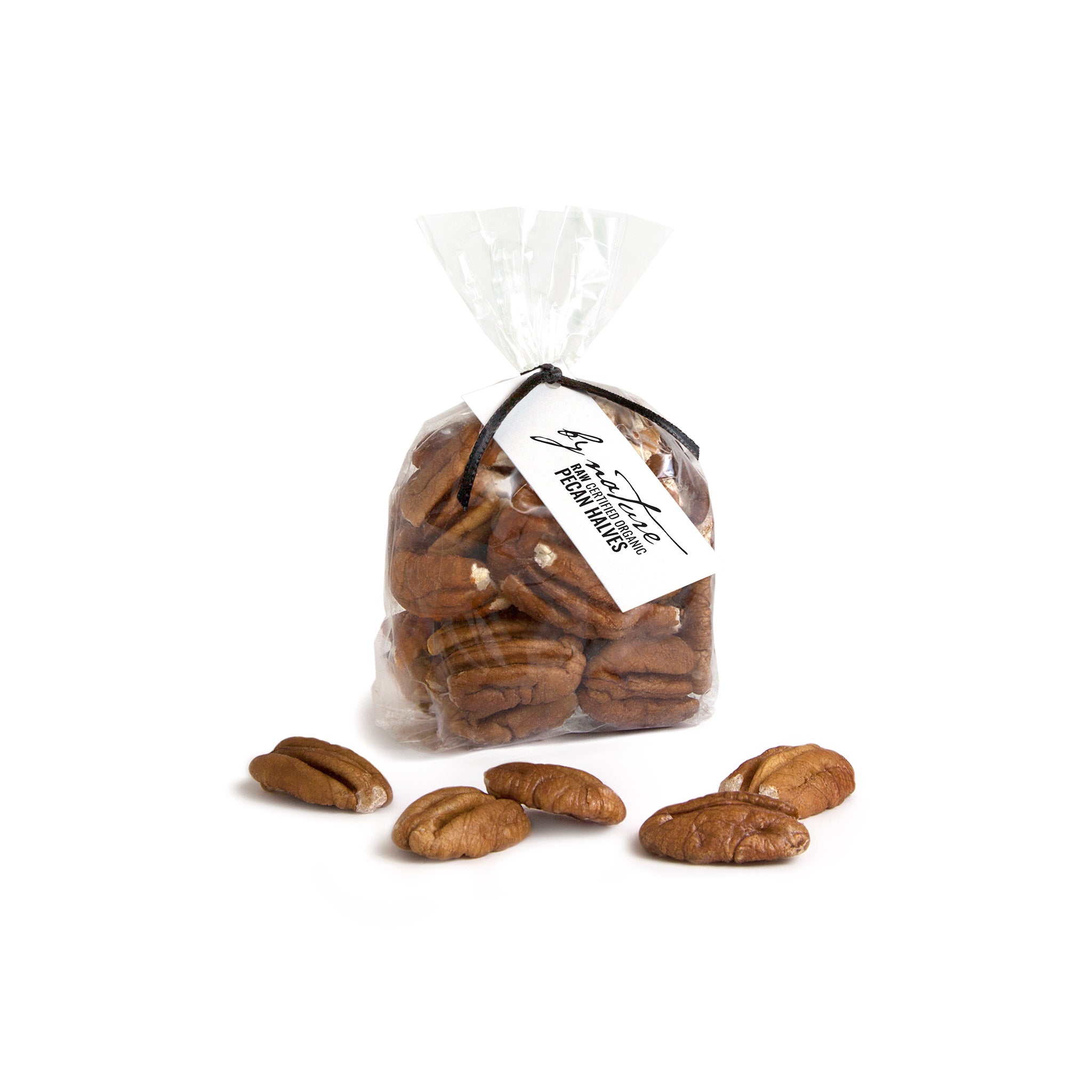BY NATURE Pecan Halves, 100g - raw, certified organic at source.
