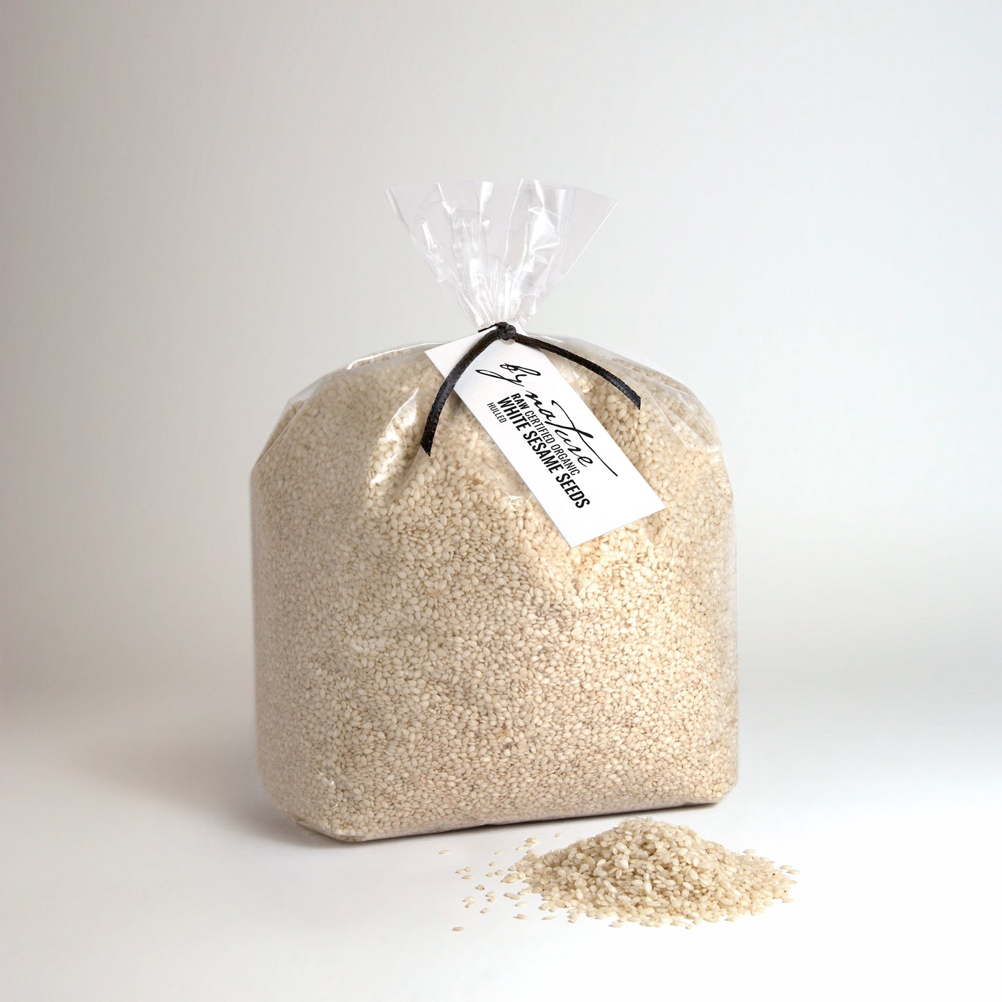 BY NATURE Sesame Seeds, 1kg - hulled, raw, certified organic at source.