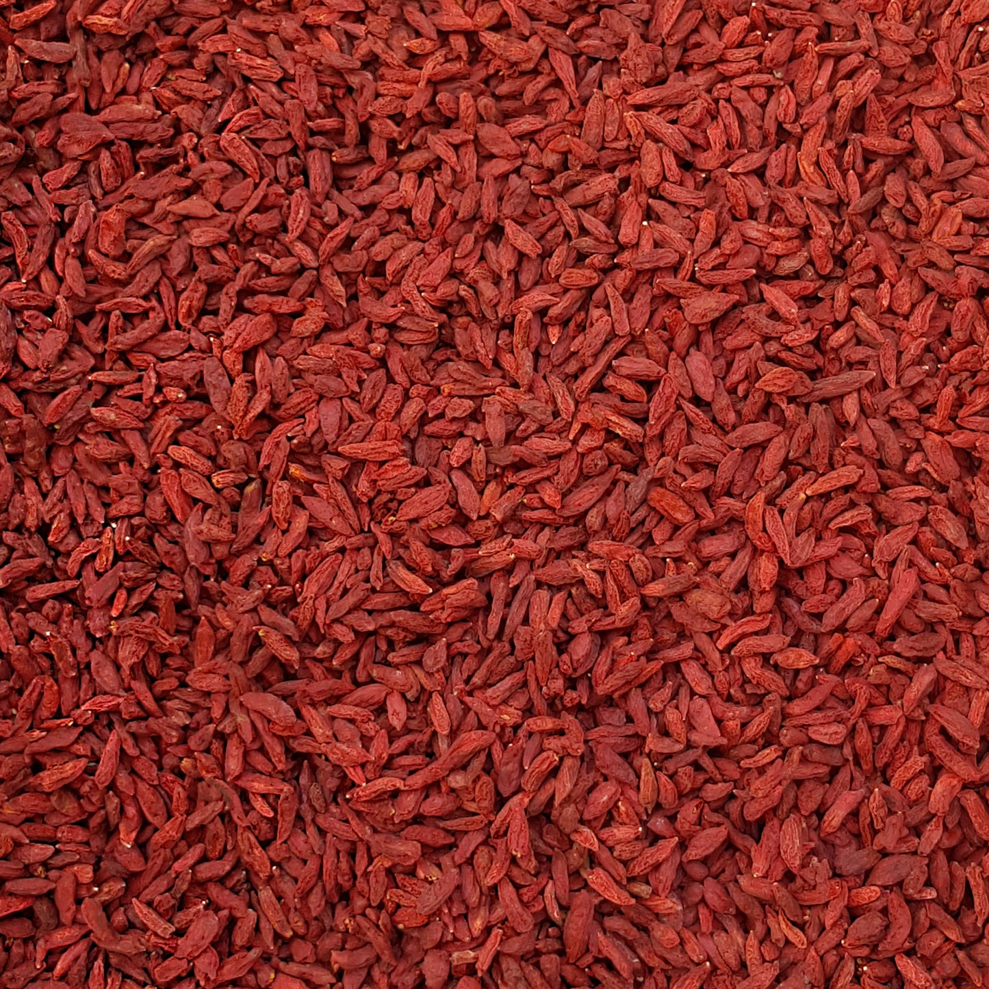 Full frame overhead image of BY NATURE Dried Goji Berries - preservative-free.