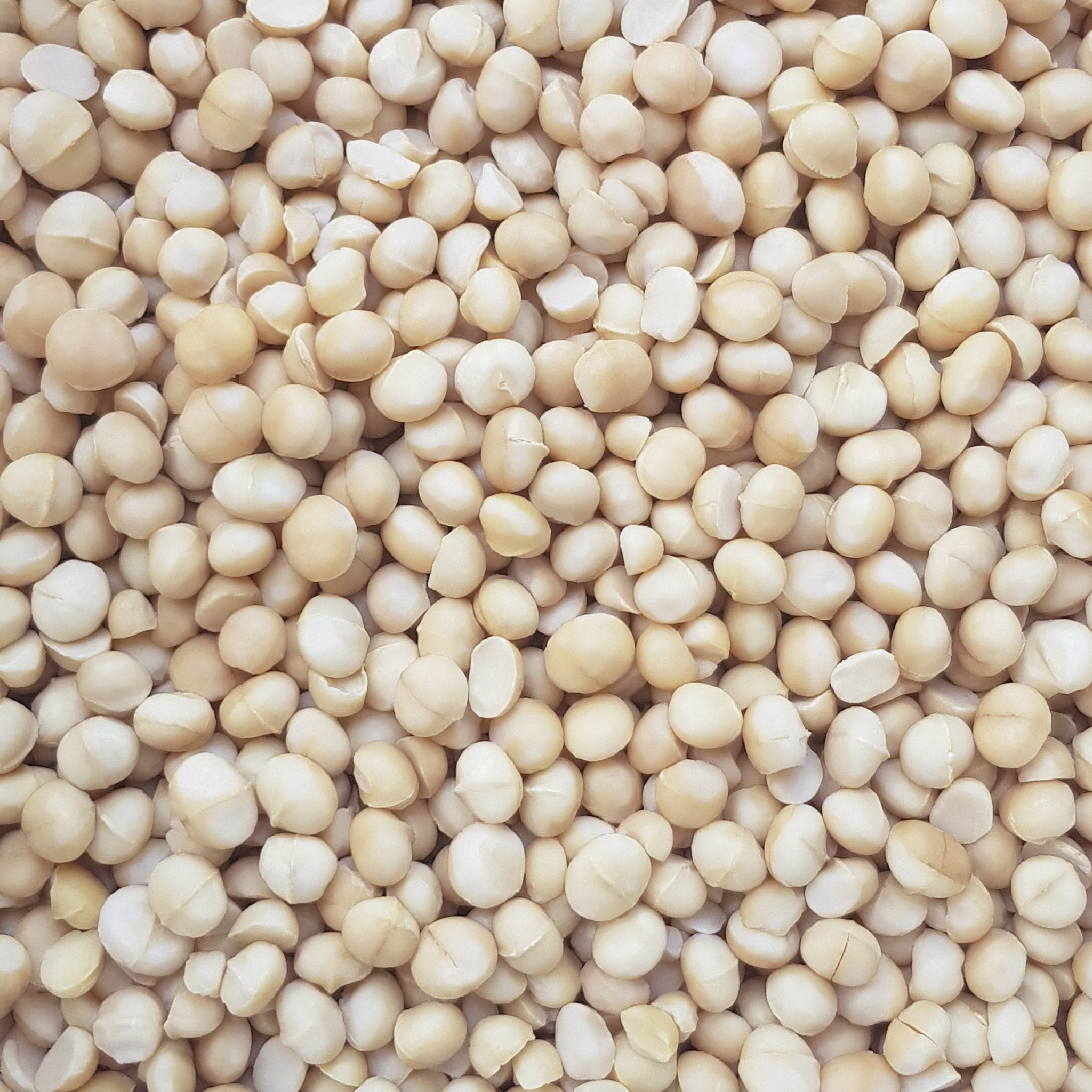 Full frame overhead image of BY NATURE Macadamia Nuts - certified organic at source, raw.