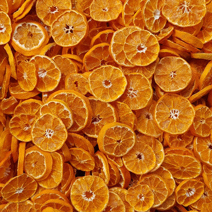 Full frame overhead image of BY NATURE Dried Naartjie Slices - preservative-free.